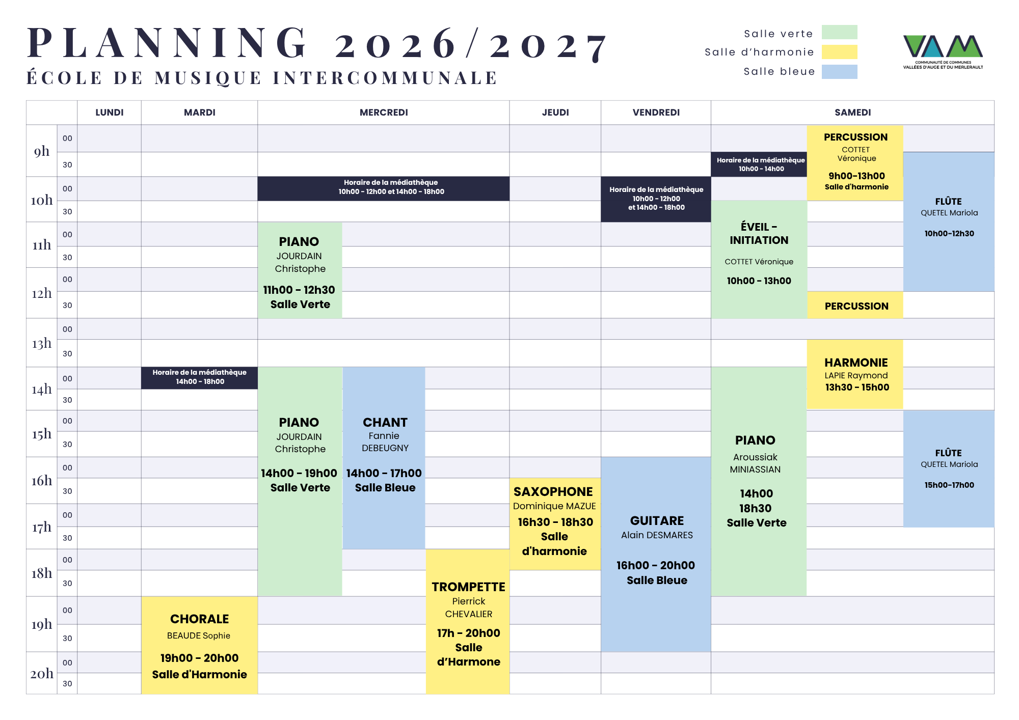 planning musique 2026 2027