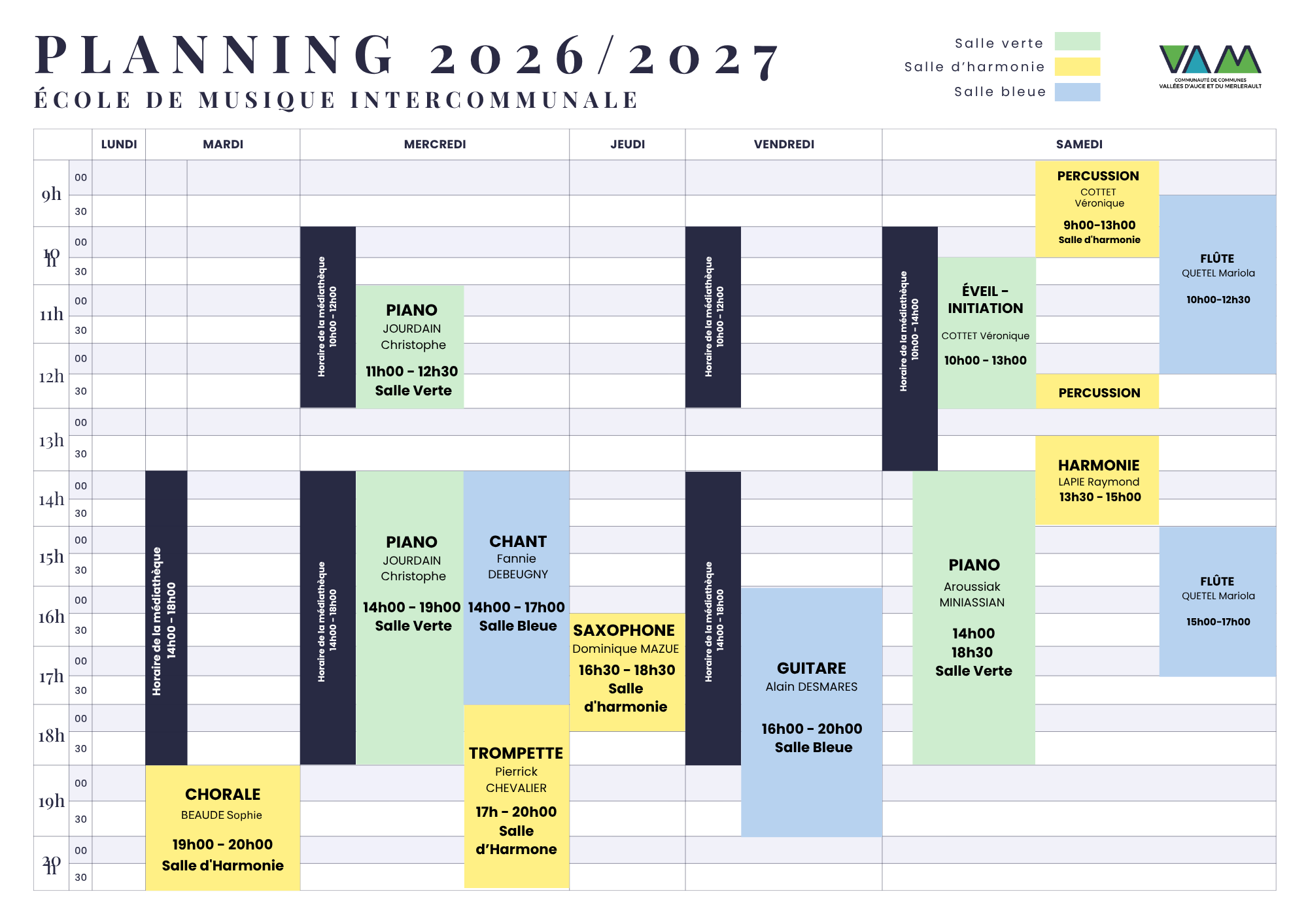 planning musique 2026 2027